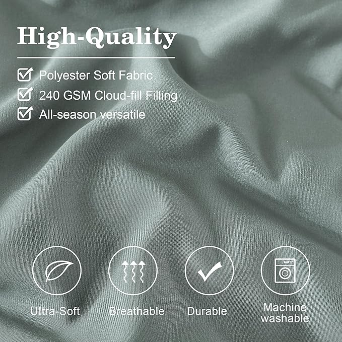 Monbix Super King Size Comforter Set - 7 Pieces Sage Green Bed in a Bag Super King Bedding Sets with Comforters, All Seasons Comforter Bed Set with Sheets,Pillowcases & Shams