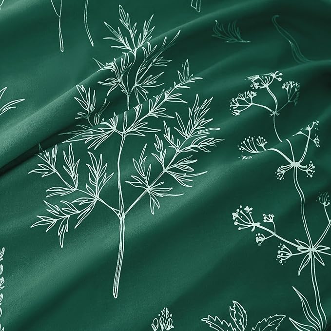 Love's cabin Emerald Comforter Set Queen - Queen Size Comforter Set, 3 Pieces Cute Floral Bedding Sets for All Seasons,1 Soft Reversible Botanical Flowers Comforter and 2 Pillow Shams