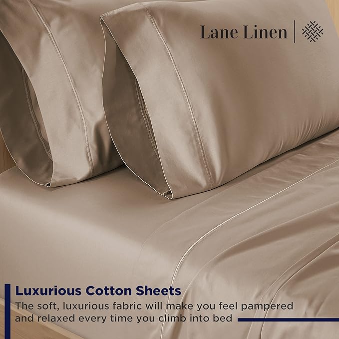 LANE LINEN Split King Sheet Sets for Adjustable Beds - 5 PCs, 600 Thread Count Split King Sheets Set - Sateen Weave King Split Sheets - Split Top King Sheets Set for Adjustable Bed - Taupe