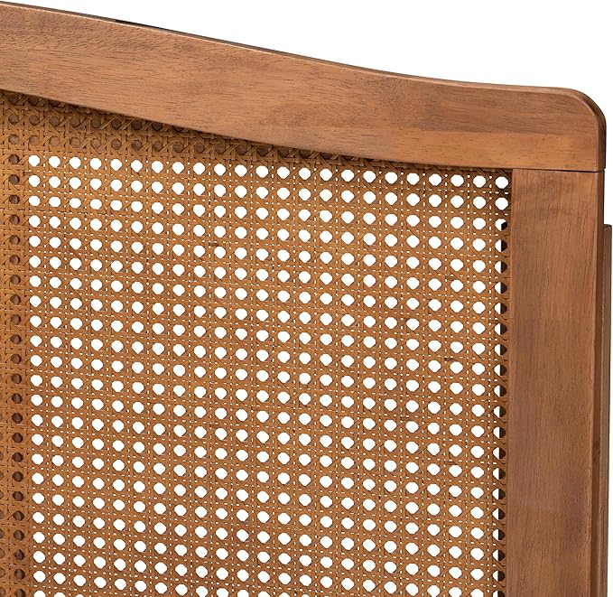 Baxton Studio Marieke Mid-Century Modern Ash Wanut Finished Wood and Synthetic Rattan Queen Size Headboard