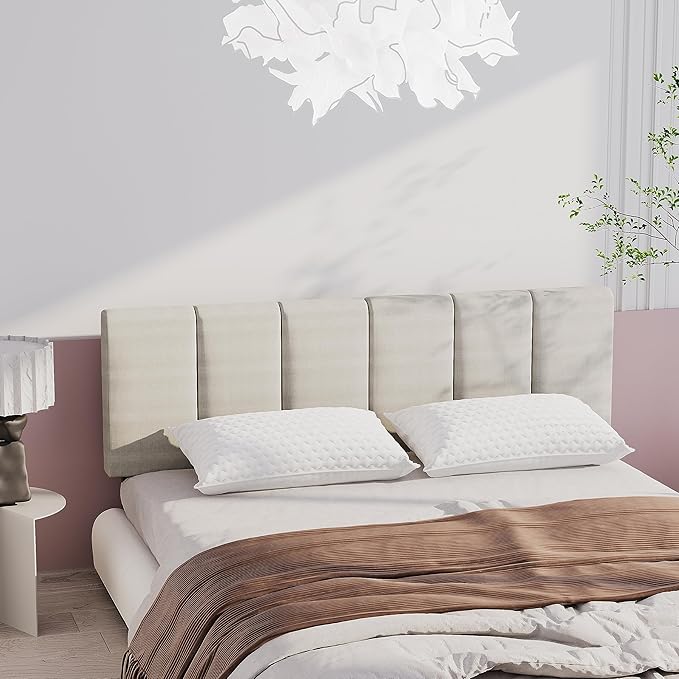 HAOBO Home Upholstered Headboard Foldable King Size Headboards Eastern King/California King Linen Panel with Height Adjustments