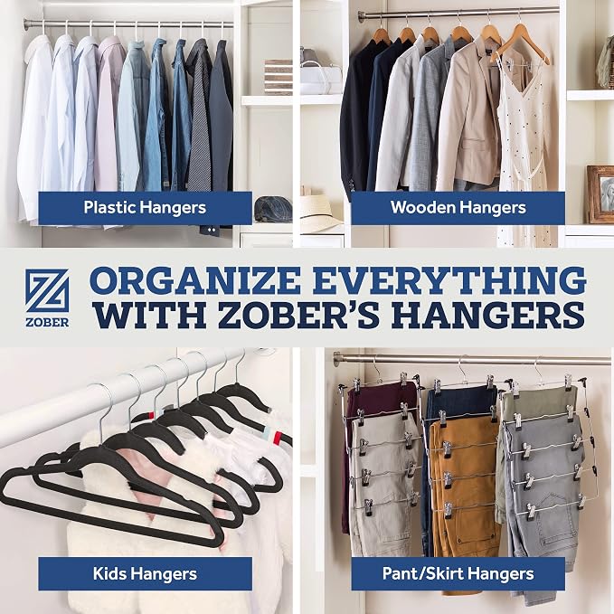 Zober Pants Hangers Non Slip - Open Ended Pants and Jean Hangers for Closet - Space Saving Clothes Hanger - Strong, Durable, Metal Pant Hangers (Black) - Image 9