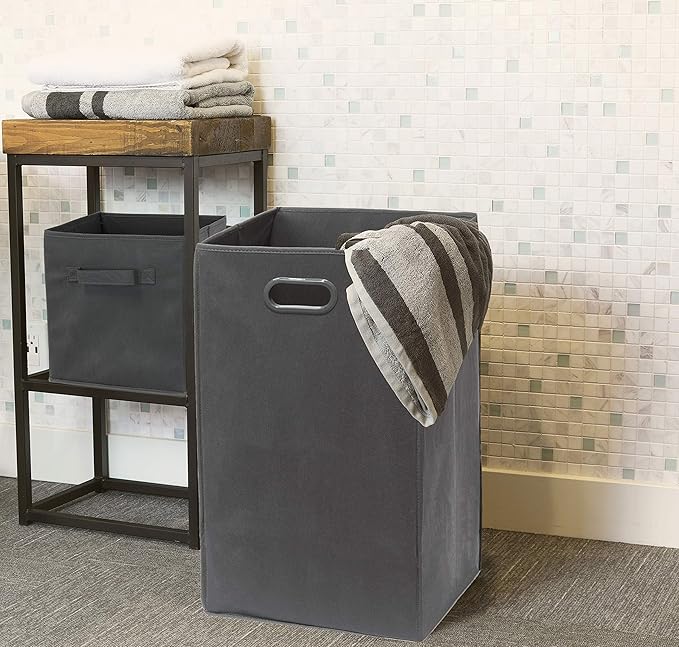 Simple Houseware Foldable Closet Laundry Hamper Basket, Dark Grey - Image 4