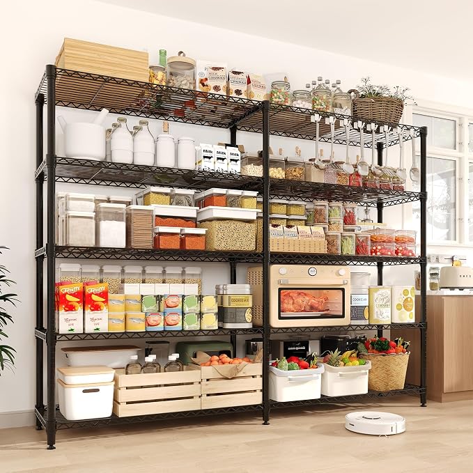 Garvee 71"Wide Storage Shelves Metal Shelving Units 5 Tier, Wire Shelving Rack 1325LBS Heavy Duty Adjustable for Storage, 71"W x 15.8"D x 70.5"H Standing Shelf Unit, for Kitchen Garage Pantry Basement - Image 8