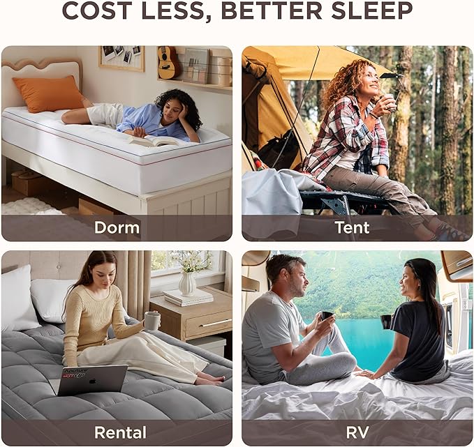 Bedsure Full Size Mattress Topper - Pillow Top Mattress Pad Cover with Deep Pocket Fits up to 21 Inches, Plush Soft Bed Topper for Back Pain Relief, Overfilled with Down Alternative Filling, Grey
