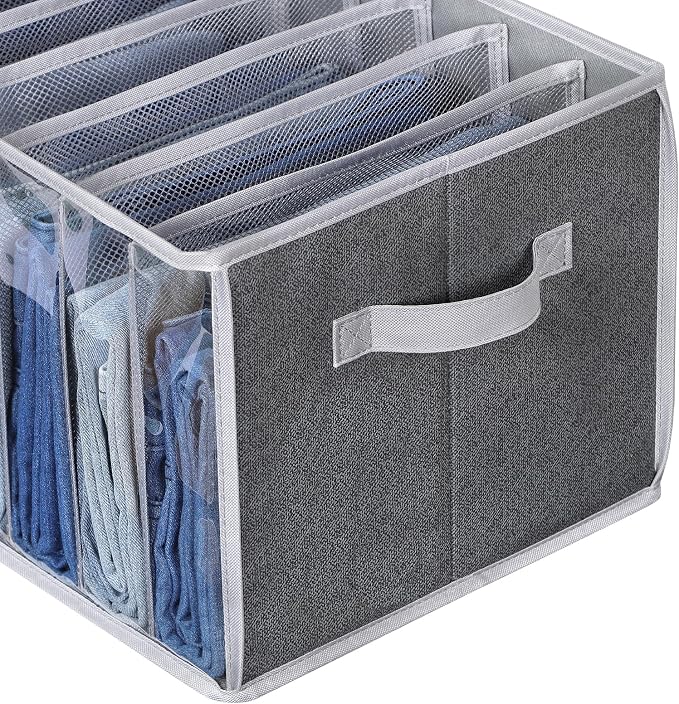 Zilink Upgraded Wardrobe Clothes Organizer with Support Board Clear Jean Organizer for Closet with 7 Grids Pants Organizer for Closet Shelf for Jean Pant Sweater Legging T-Shirt, 3 Pack - Image 3