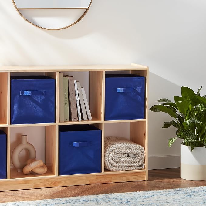 Amazon Basics Collapsible Fabric Storage Bins, Cube Organizer with Handles, 13"x13"x13", Navy, 6-Pack - Image 6