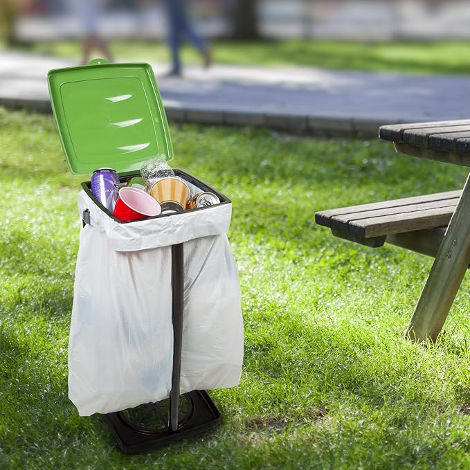 Portable Trash Bag Holder – Collapsible 13-Gallon Garbage Bin for Indoor/Outdoor Use, Camping, Recycling, and Parties – Durable Plastic Trash Can by Wakeman Outdoors (Green) - Image 2