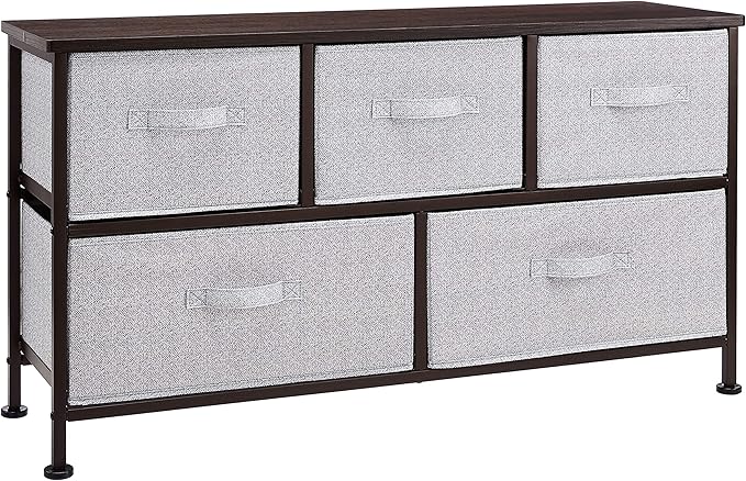 Amazon Basics Extra Wide Fabric 5-Drawer Storage Organizer Unit for Bedroom Closet, Bronze by AmazonBasics