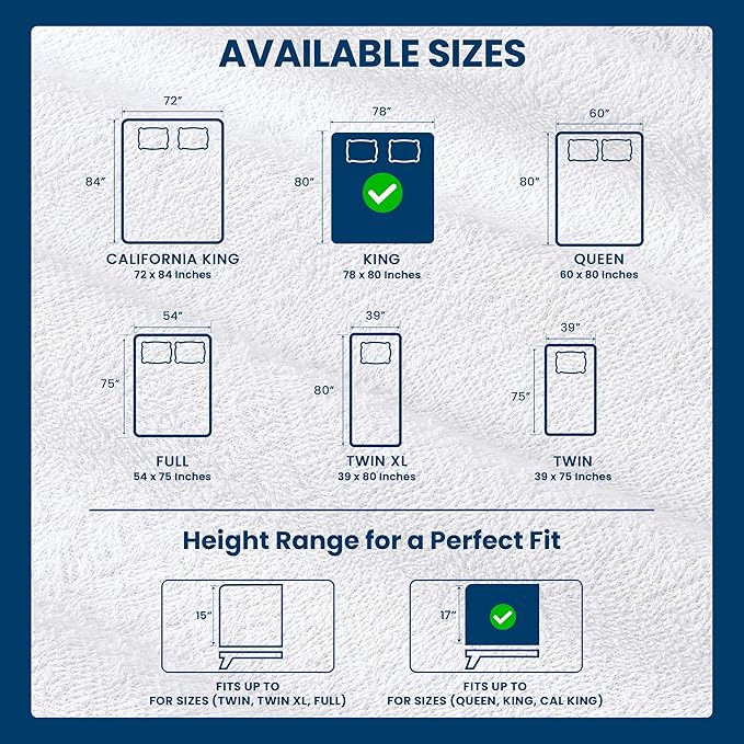King Size Mattress Protector Waterproof 14 Pack, Premium 200 GSM Terry Mattress Cover, Soft & Breathable Bed Cover, Fitted Sheet Style Stretchable Deep Pockets 17" by Utopia Bedding (White)