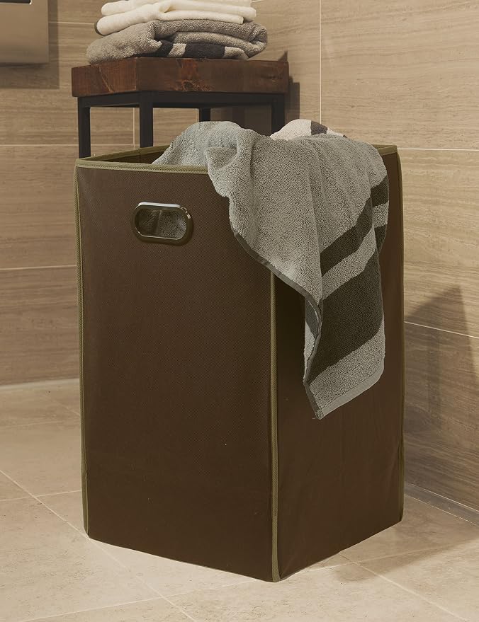 Simple Houseware Foldable Closet Laundry Hamper Basket, Brown - Image 3