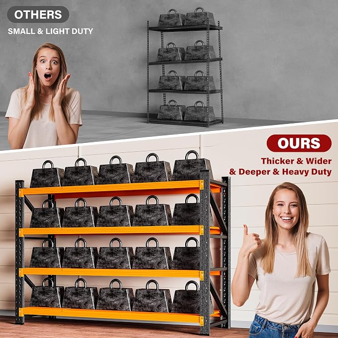 5000LBS Heavy Duty Garage Shelving Units,60" Wide & Deep Storage Shelves,Orange Metal Garage Shelves,Large Storage Rack,Steel Shelf,Industrial Shelving for Shop,Warehouse,60" W x 24" D x 70" H - Image 9