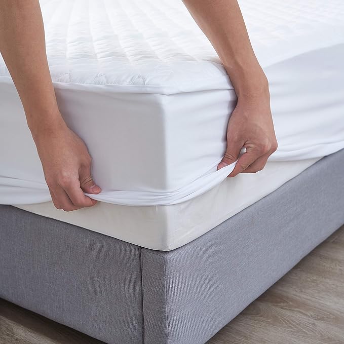 Queen Size 100% Waterproof Mattress Protector, Quilted Cooling Fitted Bed Mattress Cover Pad, 13"-15" Deep Pocket, Soft and Breathable Noiseless Machine Washable, Vinyl Free (Queen)