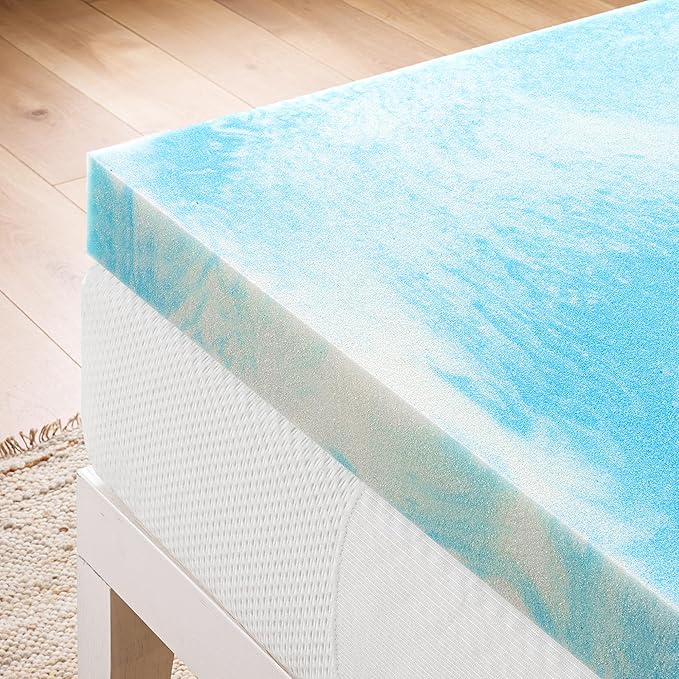 Best Price Mattress 4 Inch Swirl Gel AeroBreeze Cooling Air Flow Memory Foam Mattress Topper, Dorm Essentials, Queen