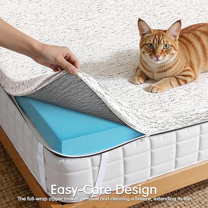 Hokway 4 Inch Memory Foam Mattress Topper with Mosaic Cover Memory Foam Calking Mattress Pad Bed Topper Ventilated High Density Pad, CertiPUR-US Certified