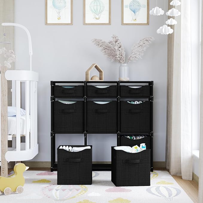Cube Storage Organizer with Storage Bins Included - The Perfect Closet Organizers and Storage Solution. Includes 9 Storage Cubes, Great For Toy Storage, Closet Storage, Clothes Storage (Black) - Image 6