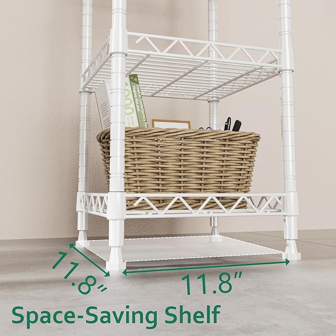GIOTORENT 5 Tier Standing Shelving Metal Units, Adjustable Height Wire Shelf Display Rack for Laundry Bathroom Kitchen 11.8 W x 11.8 D x 50 H (5-Tier, White) - Image 3
