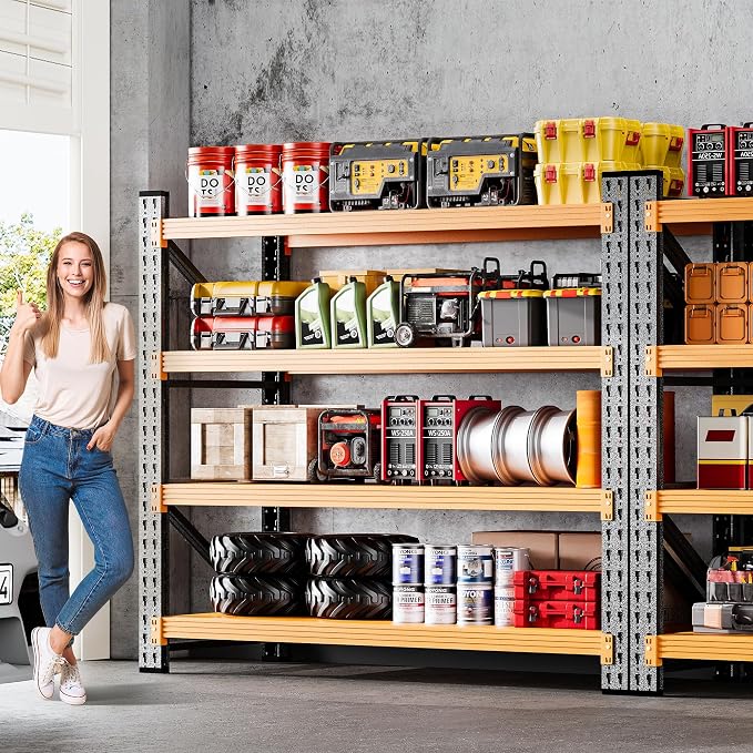 48" Wide Heavy Duty Garage Shelving Units,3000LBS Deep Storage Shelves,Orange Metal Garage Shelves,Large Storage Rack,Steel Shelf,Industrial Shelving for Shop,Warehouse,Basement,48" W x 24" D x 70" H - Image 8
