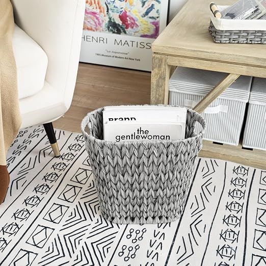 GRANNY SAYS Wicker Waste Basket - Waterproof, Space-Saving, 19L/5Gallon, Bathroom & Bedroom Trash Can - Image 7