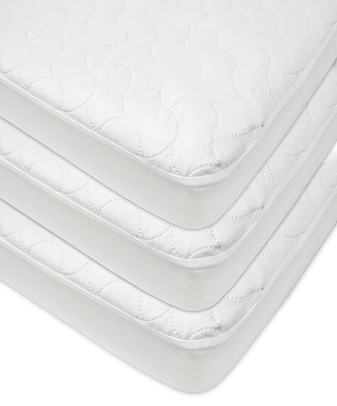 American Baby Company 3 Pack Waterproof Fitted Crib Mattress Protector 52" x 28" - Quilted, Noiseless, Soft & Breathable Crib & Toddler Mattress Pad Cover