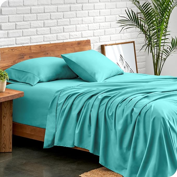 Bare Home Twin Sheet Set - 1800 Ultra-Soft Microfiber Twin Bed Sheets - Double Brushed - Deep Pockets - Easy Fit - 3 Piece Set - Bedding Sheets & Pillowcases (Twin, Turquoise)