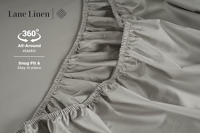LANE LINEN Split King Sheet Sets for Adjustable Beds - 5 PCs, 600 Thread Count Split King Sheets Set - Sateen Weave King Split Sheets for Adjustable Bed Luxury Hotel Thick Bedding - Silver