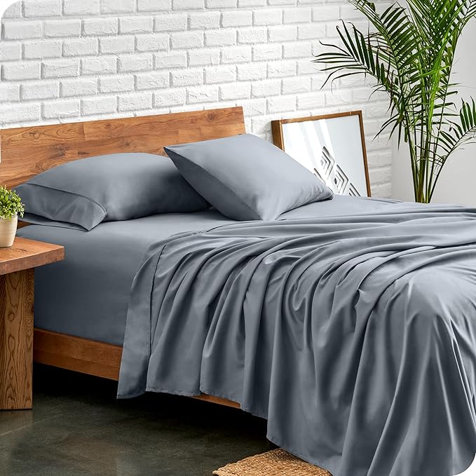 Bare Home Full Sheet Set - 1800 Ultra-Soft Microfiber Full Bed Sheets - Double Brushed - Deep Pockets - Easy Fit - 4 Piece Set - Bedding Sheets & Pillowcases (Full, Steel Blue)