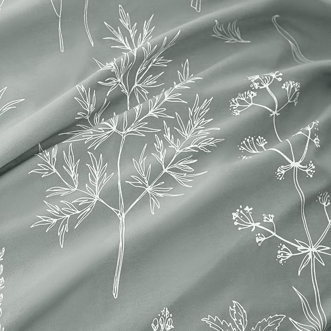 Love's cabin Grey Twin Comforter Set - Twin XL Size Comforter Set Dorm Bedding, 2 Pieces Cute Floral Bedding, Soft Reversible Flowers Comforter, 1 Comforter & 1 Pillow Sham