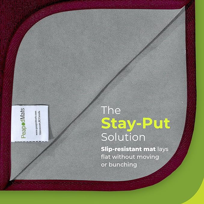PeapodMats Bedwetting & Incontinence Waterproof Bed Mat - Reusable Underpad. Secure Placement & Breathable. Washable. Enviro Friendly 3x5 (Plum) Mattress Protector & Pee Pad for Kids & Adults