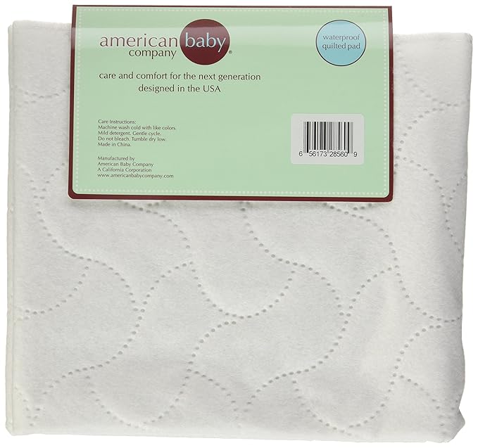 American Baby Company Waterproof Embossed Quilt-Like Flat Bassinet Protective Pad Cover White 15" X 33"