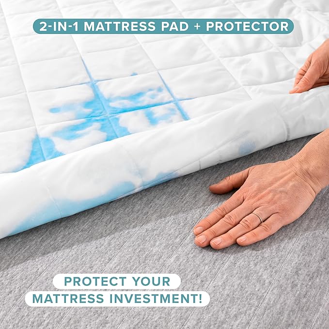 Bare Home Waterproof Quilted Mattress Protector - Cooling Mattress Pad - Protects Against Spills - Easily Washable - Elastic Fitted Mattress Cover - Stretch-to-Fit up to 15 Inches Deep (Full XL)