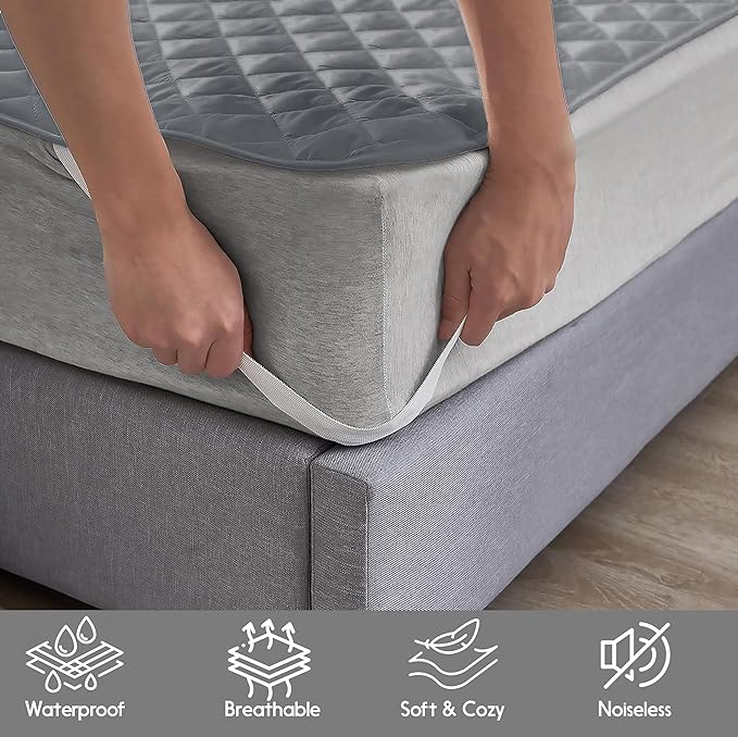 California King Mattress Protector – Waterproof Mattress Pad for Incontinence – Soft, Breathable, Washable Cover with Strong Elastic Corner Straps – Fits Up to 16" Deep