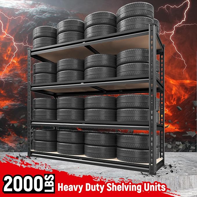 REIBII 40" W Garage Shelving 2000LBS Storage Shelves Adjustable Metal Shelving 4 Tier Metal Shelves Pantry Shelf for Garage Closet Kitchen Basement 40" W x 19.7''D x 60''H - Image 4