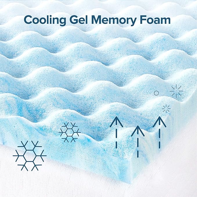 ZINUS 1.5/2/3/4-inch Swirl Gel Cooling Memory Foam Mattress Topper, Cooling Airflow Design, CertiPUR-US Certified (1.5 in, Twin)