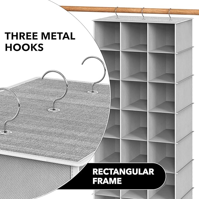 Simple Houseware 24 Section Shelves Hanging Shoes Organizer Holder for Closet, Gray - Image 6