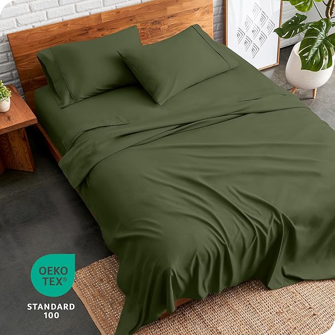 Bare Home Full XL Sheet Set - 1800 Ultra-Soft Microfiber Full Extra Long Bed Sheets - Double Brushed - Deep Pockets - Easy Fit - 4 Piece Set - Bedding Sheets & Pillowcases (Full XL, Cypress)
