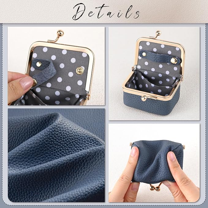 Zivyes Mini Jewelry Box Travel Small Coin Purse Organizer Case Genuine Leather Tiny Size (B-blue) - Image 4