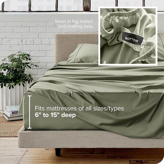 Bare Home Twin XL Sheet Set - 1800 Ultra-Soft Microfiber Twin Extra Long Bed Sheets - Double Brushed - Deep Pockets - Easy Fit - 3 Piece Set - Bedding Sheets & Pillowcases (Twin XL, Sage)