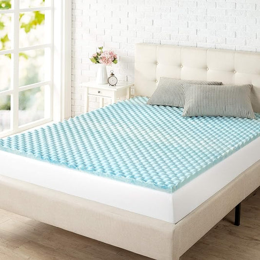ZINUS 1.5 Inch Swirl Gel Cooling Memory Foam Mattress Topper, Cooling Airflow Design, CertiPUR-US Certified, Full