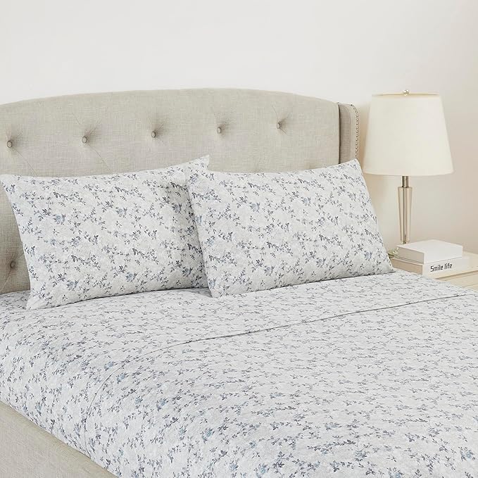 Modern Threads Silky Soft Microfiber and Wrinkle Free Sheets - Luxurious Microfiber Bed Sheets Includes Flat Sheet, Fitted Sheet with Deep Pockets, & Pillowcases Kashmir Rose Blue, Full