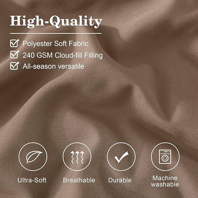 Monbix Super King Size Comforter Set - 7 Pieces Raw Umber Bed in a Bag Super King Bedding Sets with Comforters, All Seasons Comforter Bed Set with Sheets,Pillowcases & Shams