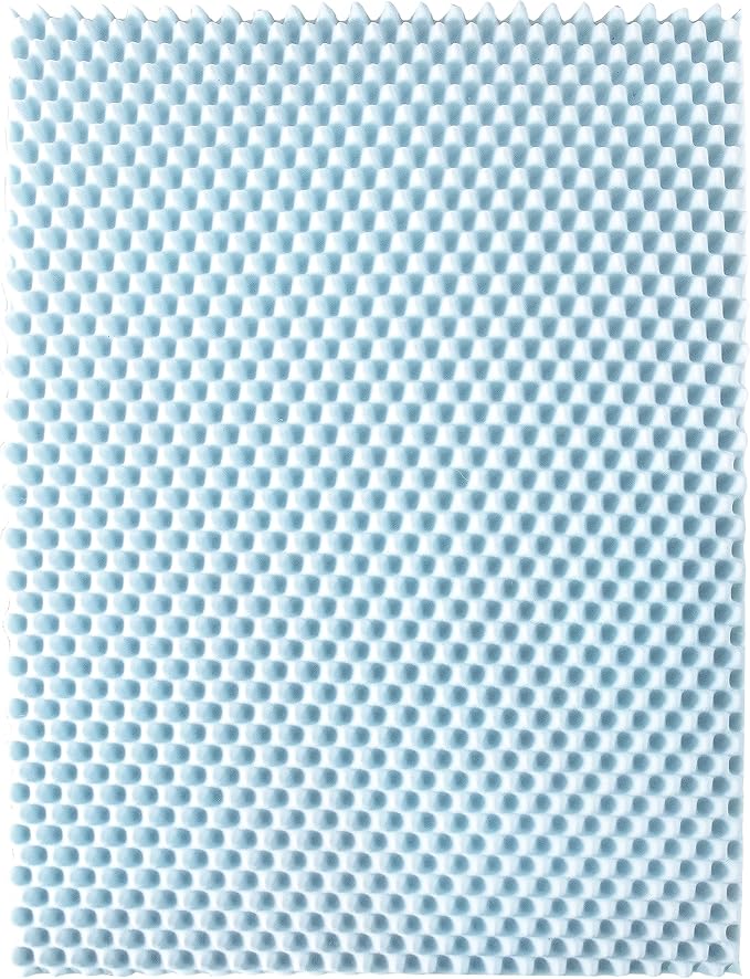 Best Price Mattress 4 Inch Egg Crate Memory Foam Mattress Topper with Cooling Gel Infusion, CertiPUR-US Certified, King, Dorm Essentials, Light Blue