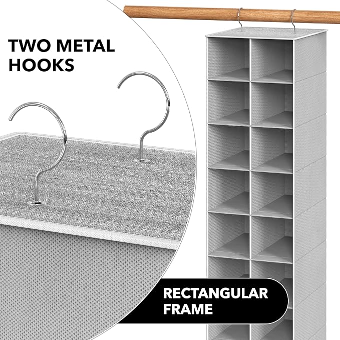Simple Houseware 20 Section Shelves Hanging Shoes Organizer Holder for Closet, Gray - Image 6