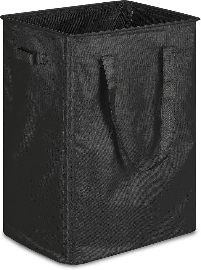 efluky Slim Laundry Basket, Narrow Laundry Hamper with Handles, Collapsible Dirty Clothes Hamper, Tall Laundry Bin for Laundry Room, Dorm and Bedroom, 90L Black by efluky