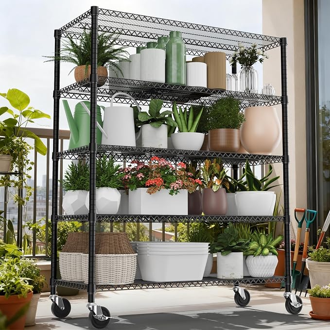 M MZG 3300LBS 53.1" W 5 Tiers Shelf Steel Storage Shelving Utility Shelving Unit Steel Organizer Wire Rack for Home,Kitchen,Office,Garage Black 23.6" D x 53.1" W x 73.6" H - Image 2