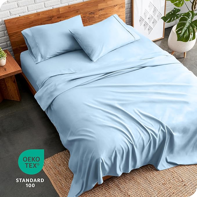Bare Home Full Sheet Set - 1800 Ultra-Soft Microfiber Full Bed Sheets - Double Brushed - Deep Pockets - Easy Fit - 4 Piece Set - Bedding Sheets & Pillowcases (Full, Light Blue)