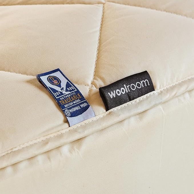 Woolroom Deluxe Hypoallergenic Mattress Protector Twin XL - 100% Natural Thermoregulating British Wool Mattress Pad - Promotes Sleep Hygiene & Mattress Protection - Machine Washable Mattress Cover