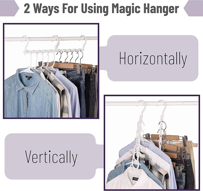 Mr. Pen- Space Saving Hangers for Clothes, 16 pcs, White, Plastic Multi Clothes Hangers Space Saving, 5 Slots, 360° Rotating Hooks - Image 6