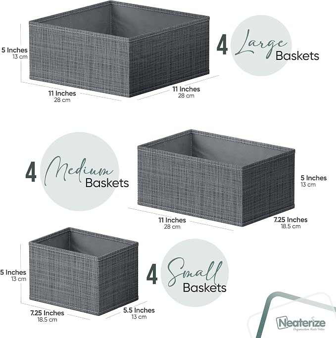 Drawer Organizer Set of 12 Dark Grey - Nursery, Bedroom, Closet Organizer & Storage - Image 2