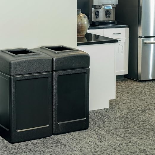 Commercial Zone 732101 Open-Top Indoor/Outdoor Square 42 Gallon Large Waste Trash Container Bin, Black - Image 6